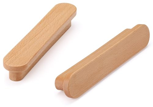 Ndjiloik 6 Stück Holz Griffe Türgriff Schrankgriff Schubladengriff Möbelgriffe mit 12 Schrauben für Schränke Büros und Küchen Lochabstand 128 mm