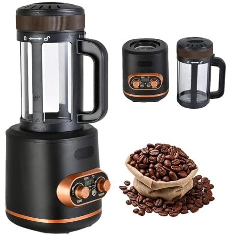 WhAeoy TorréFacteur à Café éLectrique 2400W avec Temps Et TempéRature RéGlables, TorréFaction 300g Grains Café, Bouton TempéRature RéGlable à 250°C pour Café, Restaurant, Bureau à Domicile,Black