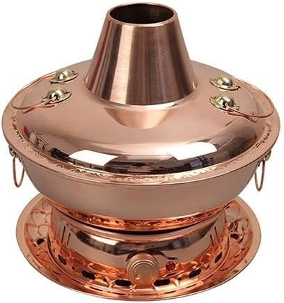 Faitout mongol en cuivre pur avec base chauffante électrique au carbone, design fendu pour un nettoyage facile, idéal pour les réunions de famille et les fêtes
