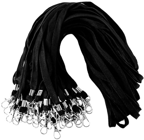 LOPYXBR 150 stycken nyckelband svart nyckelringsband med vridbar metallklämma 42 cm nyckelband nyckelband för upphängning för ID-fodral och nycklar