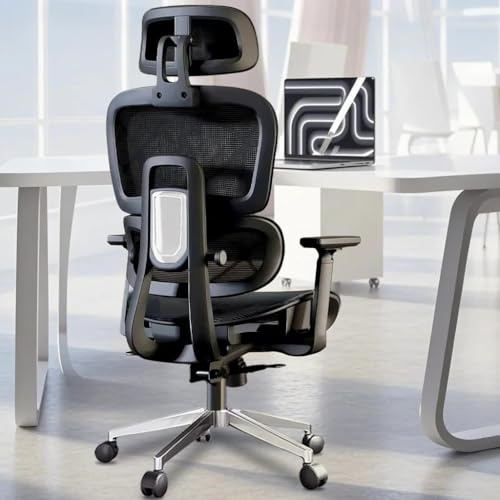 XUEGW Ergonomisk Kontorsstol,Gamingstol med Högt Ryggstöd och,3D-armstöd och Justerbart Huvudstöd,Bekväm Datorkontorsstol med Vippfunktion för Hemmakontor(Svart)