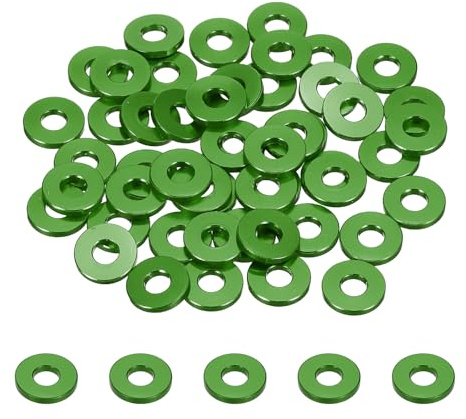 QUARKZMAN 30 Pièces Rondelles Metal M4, Rondelles Plates M4 x 10 mm, Rondelle en Alliage d'Aluminium, Épaississement, pour Vis et écrous, gonds de Porte, Pièces de Modèles Rc, Vert
