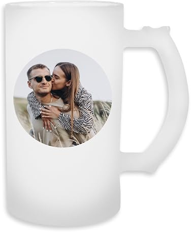 Genérico Jarra de Cerveza Personalizada con Foto Cristal Mate 500 ml Regalo Padre Amigo Hermano Novio Cervecero