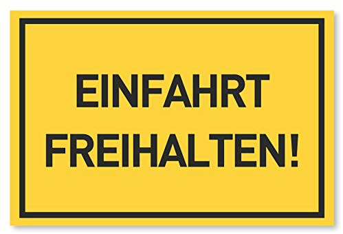 Einfahrt Freihalten Schilder (30x20 cm Kunststoff) - Ausfahrt freihalten Schild - Nie Wieder zugeparkt - Auch Gegenüber - (Gelb)