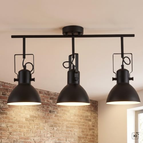 Licht-Erlebnisse Deckenstrahler DALLAS Schwarz Metall 3-flammig E14 Retro praktische Lampe Spot Wohnzimmer Flur