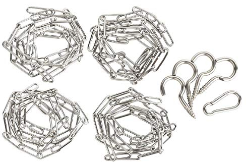 Kork-Deko Befestigungsset Vogel-Schaukel | DIY Vogelspielzeug Bauen | Edelstahl Kette + Karabinerhaken + 4 Hakenschrauben | Zubehör für Korkschaukel & Sitzstangen | ungiftig & unbehandelt