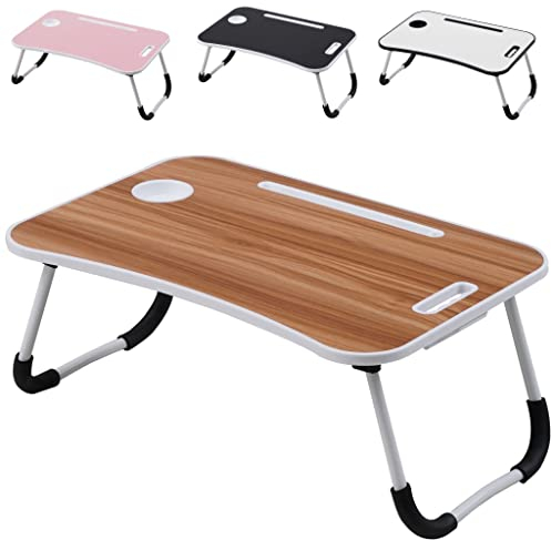 Albatros Laptoptisch mit Schublade FLIP Holz (Eiche) - Bett Tablett-Tisch, klappbar - Laptop Tisch für Couch oder fürs Bett mit Handy/Tablet-Halter oder Frühstücks-Tablett