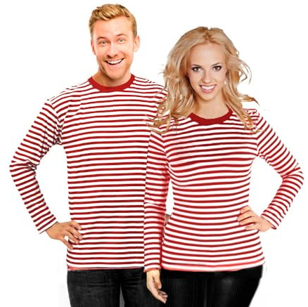 Ringelshirt Lang-, Kurzarm Rot Weiß, Schwarz Weiß, Blau Weiß Gr. XS - 4XL