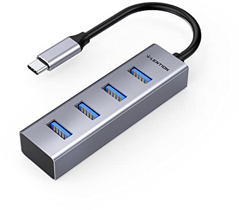 LENTION Hub USB C, 4 Puertos USB 3.0 de 5Gbps, Adaptador Multipuerto USB C | para MacBook Pro 2026-2016, Nuevo Mac Air, MacBook Neo, Surface, iPhone 17 Plus Pro MAX y Más (C22s, Gris)