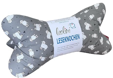 Leolini Leseknochen personalisierbar Lesekissen Nackenkissen Keilkissen handgemacht Schäfchen