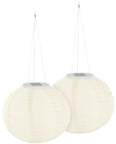 Lunartec Kleiner Solar-Lampion: 2er Set Solar-LED-Lampions, Dämmerungs-Sensor, Versandrückläufer (Lampion Solar Outdoor, LED Lampion saußen Solar, Dämmerungssensor)