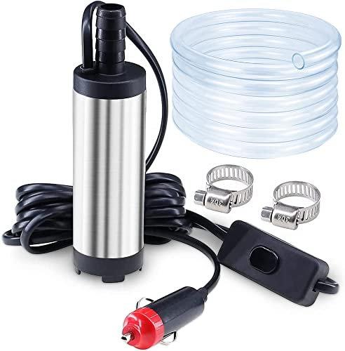 Fuel Transfer Pump,12V Diesel Oil Pump Portable Stainless Steel Submersible Small Kerosene Pump and 3 Meter Hose for Water Oil Transfer