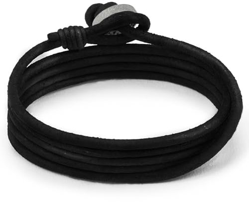 LOCAL LEAGUE Herren-Armband aus Leder SURF PATROL AUSTRALIA - voll Verstellbar - SCHWARZ - Mehrschichtiges Wickelarmband für Männer, Freund, Strandparty, Kordel Seiloptik Urlaub 92 cm