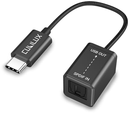 Cubilux Adattatore Ottico USB-C TOSLINK SPDIF per PC/MacBook/iPad, Registrazione Audio Solo Ingresso (Non Riproduzione) Dongle Ingresso Ottico Certificato Hi-Res Audio