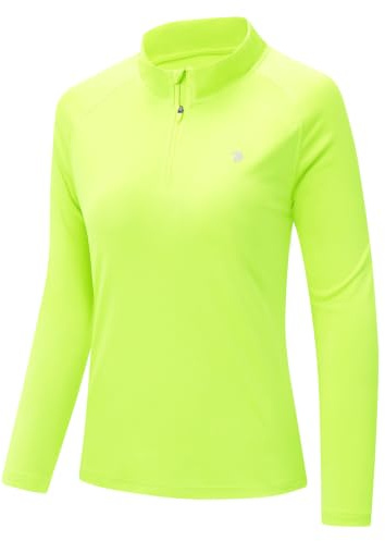 donhobo Damen Sportshirt Langarm Laufshirt UV Schutz 1/4 Reißverschluss | Atmungsaktiv Schnelltrocknend Rashguard UPF 50+ Outdoor Funktionsshirt für Yoga Fitness Golf Wandern Freizeit