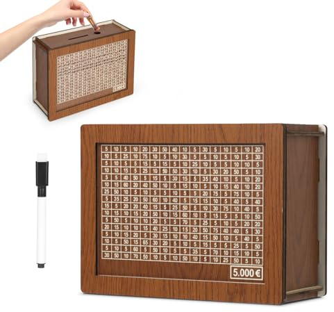 Salvadanaio Conta Soldi，Salvadanaio In Legno，scatola del denaro con contatore，Salvadanaio con Nummer con Obiettivo di Risparmio，per Aiutare i Bambini a Costruire L'abitudine al Risparmi