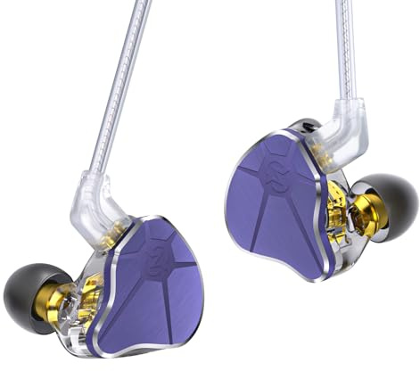 keephifi CCZ BC04 HiFi IEM in Ear Monitor, ecouteur Gaming Intra-Auriculaires ecouteurs Filaire pour chanteurs, 1BA 1DD Écouteurs filaires de Jeu légers, 2PIN-Z détachable câble(Violet,sans Micro)