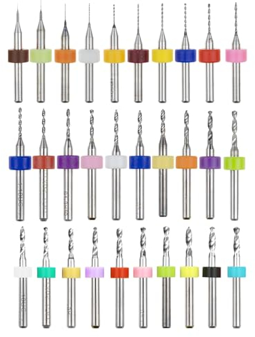 HUAZIZ 30 Pezzi PCB Punte Per Micro Trapano Punte Mini Trapano da 0,1 mm a 1,0 mm e da 1,1 mm a 2,0 mm e da 2,1 mm a 3,0 mm