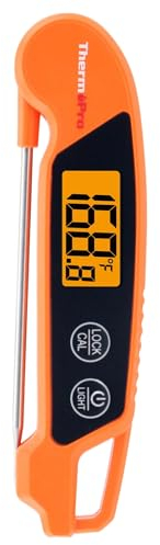 ThermoPro TP603 Termometro Digital Cocina, Resistente al agua IPX6 Food Thermometer, Termómetro de Cocina de Lectura Instantánea con Pantalla LCD Retroiluminada para Barbacoa con Aceite y Mermelada