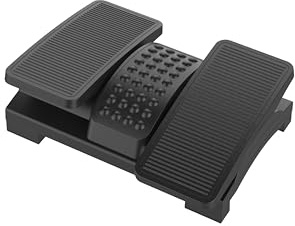 Q-Connect Poggiapiedi di alta qualità in plastica/rivestimento antiscivolo/altezza regolabile poggiapiedi ergonomico con struttura massaggiante/poggiapiedi/nero/dimensioni: 43 x 32 x 10,5 cm