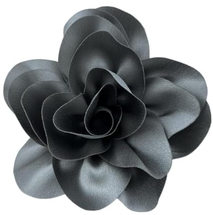 KABELIF Damen Seide Blume Brosche, Blume Ansteckblume, Blume Haarspange, Haarclip Blume, Rosen Haarnadeln Haarblume Haarblüte Haarschmuck 14CM (Grau)