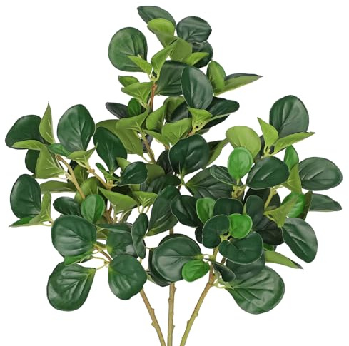 Hollyone 3 pezzi di piante artificiali, rami decorativi, 55 cm, Ficus ramoscelli artificiali, come veri, verdi realistici, foglie, steli finti, per vasi, arrangiamento, decorazione da tavolo