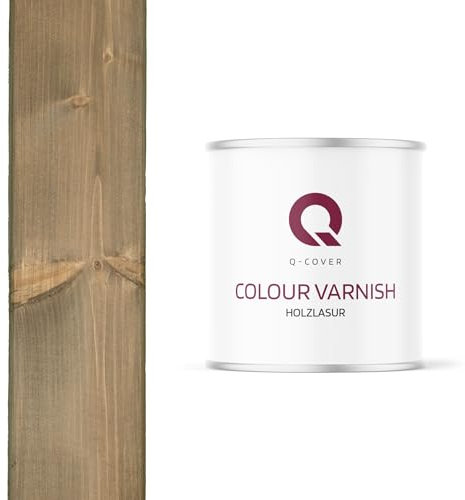 Q-Cover Holzlasur Grau-beige 7006, 2.5L (ca.13m²-1 Anstrich) Satin Holzschutz Holzschutzlasur Lasur Wasserbasierte Innen Außen Lasur Abperleffekt Für Holz