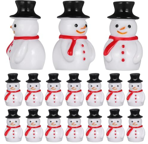 DOITOOL Weihnachtsfiguren Klein, Weihnachts-Bastelarbeiten 30 Mini-Harz-Schneemann-Anhänger Mit Schwarzer Kappe Anhänger Verzierungen DIY-Weihnachtsperlen Ornamente Baumschmuck (Schwarz)