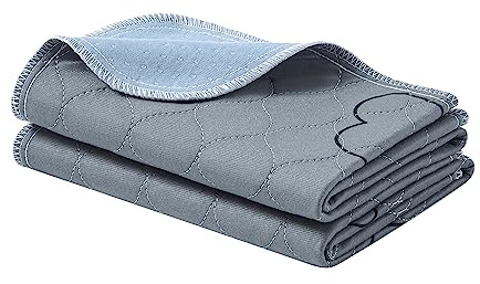 Feandrea Puppy Pads Tvättbara återanvändbara hundmattor, 48 x 24, 2-pack, L, Hundtoalett, Läcksäker, Halkfri, Superabsorberande, Marsvin, Hamster, Grå PTD024G01