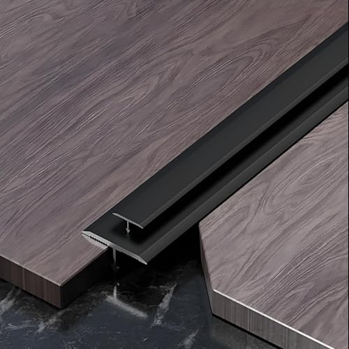 Raouoae T-Formleiste Bodenübergangsprofil Aus Aluminium Metal Trim 100 Cm * 3 Stück Perfekt Für Türschwellen Und Raumübergänge Für Bodenbeläge Gleicher Höhe(Schwarz,Breite: 20 mm)