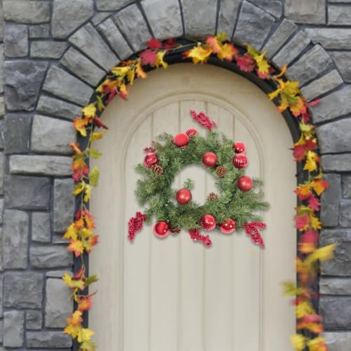 45 cm Weihnachtskranz Tannenkranz Türkranz Beerenkranz Weihnachten Kranz Beeren Girlande Winterkranz Dekokranz Adventskranz Christbaumschmuck Türschild Deko Türdeko Weihnachtsdekoration