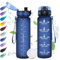 Botella Agua 1 Litro, Botella Agua Gimnasio con Filtro, Fácil de Abrir, Reutilizable, Botella Agua Motivacional a Prueba de Fugas, Garrafa Agua para Escuela, Colegio, Bebidas Carbonatadas, Bicicleta