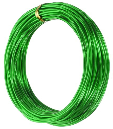 QUARKZMAN 32,8 Fuß 10m 12 Gauge 2mm Aluminiumdraht Metall-Draht Grün | Schmuck Basteldraht Perlen Armaturendraht, Biegsamer, Für DIY Basteln Kränze Modellieren Florale Bonsai-Bäume