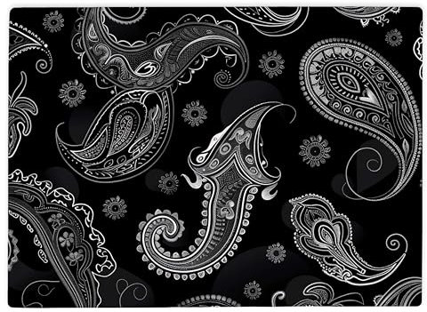 Shopagift Black Indian Paisley Pattern Glass Chopping Board Large Kitchen Worktop Saver 39cm x 28cm