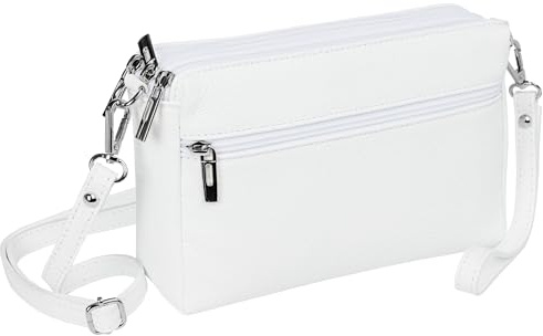 Caspar kleine Leder Umhängetasche Crossbody Bag elegante Damen Tasche mit 3 Fächern - CLASSIC LINE - Modell No.815 - Made in Italy