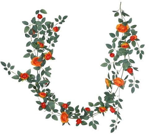 LUOZZY 1pc Artificial Rose Vine Garland Lifelike Floral Decor with Wire for Wedding Arch Home Ceiling Air Conditioner Pipe Wrapping Decoration