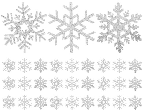 ARTSEWPLY 30stücke Schneeflocke Bügelbild Silber Applikation Zum Aufbügeln Für Kleidung Diy Weihnachtsmotiv Dekorative Aufnäher Zum Nähen Für Bastelprojekte