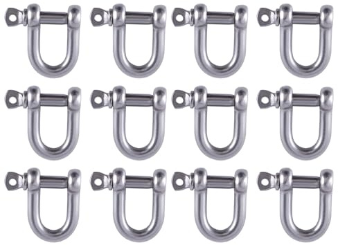 TIOMIOSEA 12 Stück M5 Edelstahl Schäkel Klein D-Karabiner Haken - Drahtseil, Kette Verbindung, DIY & Outdoor Anwendungen