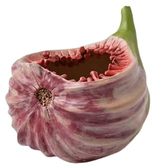 UPJAKS Decorativa Maceta de cerámica con Forma de Higo for suculentas, Maceta de cerámica Tosca con Forma de Fruta, minimaceta de Cactus for decoración de Ventanas y hogares. Oficina(Lila,L)