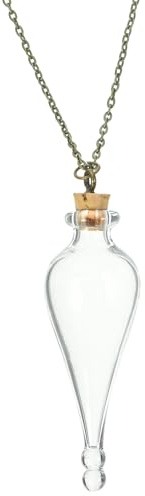 Abaodam Mini Glass Bottle Necklace with Chain Small Wishing Jar Pendant Tiny Durable Vial for Storing Souvenirs Essential Oils and Home Decor