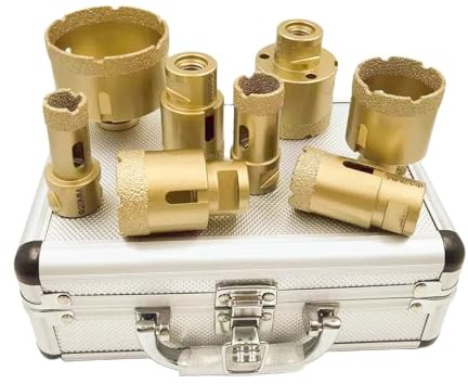 8pc/9pc M14 Thread Diamond Dry Vacuum Brazed Drilling Core Drill Bits Set Porcelain Cup Saw Tiles Granite Marble Hole Saw Tools(8Pcs Aluminum Box)
