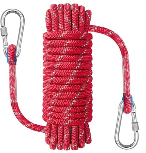 NorthPada Kletterseil Haken aus Nylon für den Außenbereich, 10 mm x 3 m, Reflektierend Rot, Schwimmend, für Klettern, Baumpflege, Schaukeln, Bootfahren, Angeln, Rafting, Wandern und Baumpflege