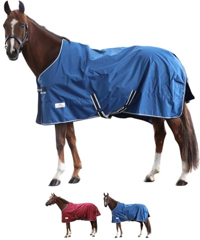 Marengos by Bucas - Weidedecke Freedom Turnout 600D – Winter- & Regendecke – wasserdichte Pferdedecke mit Innenfutter & Kreuzbegurtung – Navy/Beige – 155cm (50g/m² Füllung)