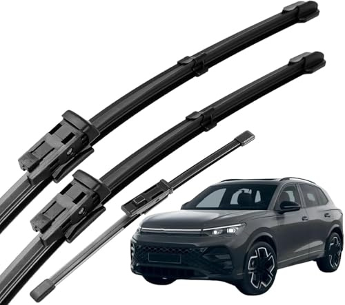 Scheibenwischer Wischerblätter für VW Tiguan MK3 2024-2027 26+21+12in， Vorne Hinten Satz Frontscheibenwischer und Heckscheibenwischer Ersatz Wischblätter klare Sicht
