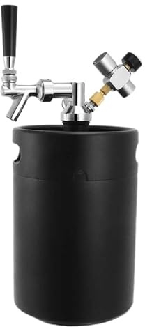 1 di fusto pressurizzato da 5 litri, mini growler for fusto, rubinetto for birra e regolatore di CO2, distributore portatile di birra alla spina(Black)