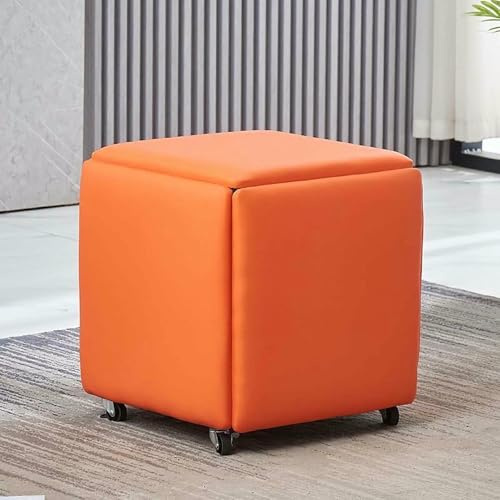 Mångsidig 5-i-1 ottoman-bänk med hjul, stapelbara pallar för flexibla sittplatser och förvaringslösningar