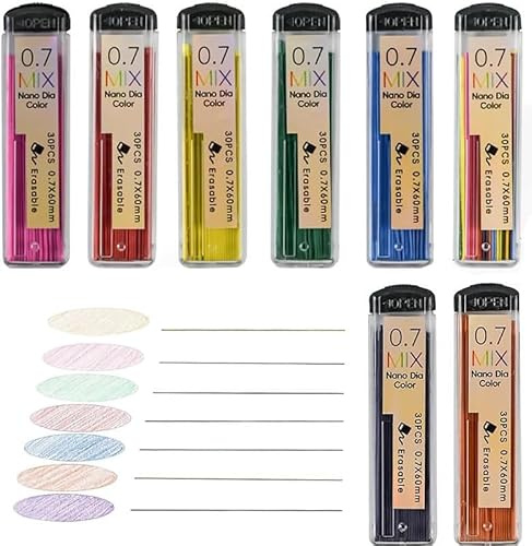 Generisch Buntes 0,7-mm-HB-Bleistiftminen-Set | 7 leuchtende Farben + Farbmischungen für kreatives Malen, Schreiben und Basteln