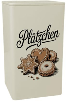 speecheese Vintage Plätzchen GebäckDose 900ml für Weihnachtsplätzchen nostalgisches Weihnachtsdekor - BlechDose 900ml für Kekse