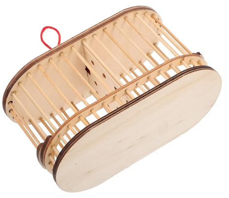 KOCKSHION Cage à Sauterelles en Bois Résistant, Panier de Rangement Portable, Cage D'alimentation à Double Compartiment Ovale, pour Maison et Observation D'insectes