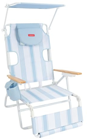 Flamingueo strandstol – vadderat hål för huvud och armar – 5 positioner – justerbart parasoll UPF 50+ – ryggsäckshandtag – fotstöd och armstöd – isolerad väska – aluminium och polyester